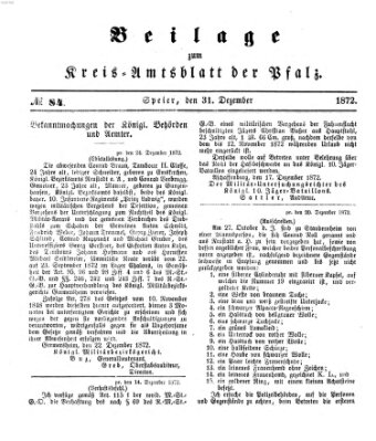 Königlich-bayerisches Kreis-Amtsblatt der Pfalz (Königlich bayerisches Amts- und Intelligenzblatt für die Pfalz) Dienstag 31. Dezember 1872