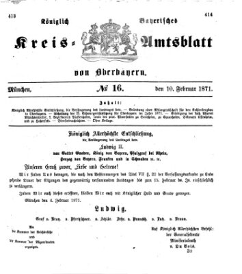 Königlich-bayerisches Kreis-Amtsblatt von Oberbayern (Münchner Intelligenzblatt) Freitag 10. Februar 1871