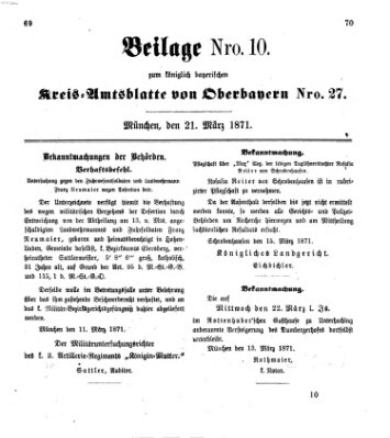 Königlich-bayerisches Kreis-Amtsblatt von Oberbayern (Münchner Intelligenzblatt) Dienstag 21. März 1871