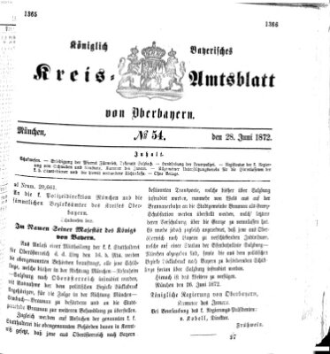 Königlich-bayerisches Kreis-Amtsblatt von Oberbayern (Münchner Intelligenzblatt) Freitag 28. Juni 1872