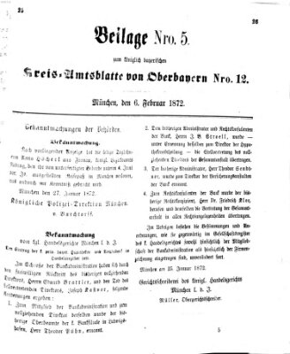 Königlich-bayerisches Kreis-Amtsblatt von Oberbayern (Münchner Intelligenzblatt) Dienstag 6. Februar 1872
