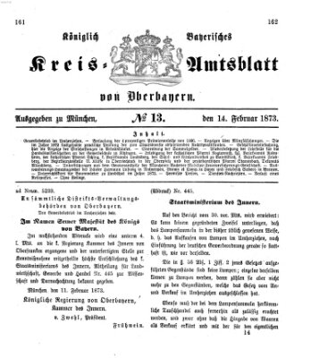 Königlich-bayerisches Kreis-Amtsblatt von Oberbayern (Münchner Intelligenzblatt) Freitag 14. Februar 1873