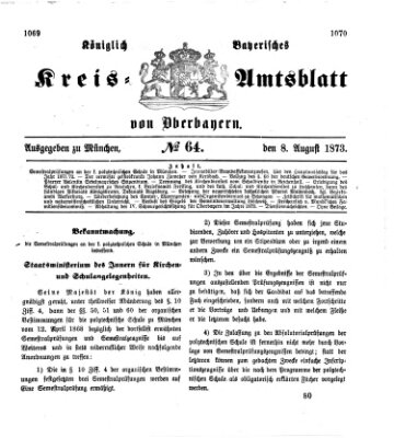 Königlich-bayerisches Kreis-Amtsblatt von Oberbayern (Münchner Intelligenzblatt) Freitag 8. August 1873