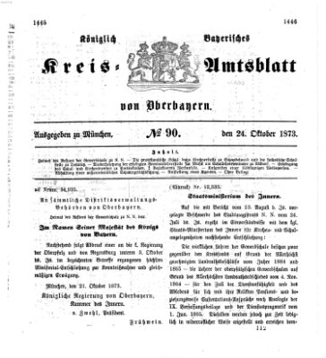Königlich-bayerisches Kreis-Amtsblatt von Oberbayern (Münchner Intelligenzblatt) Freitag 24. Oktober 1873