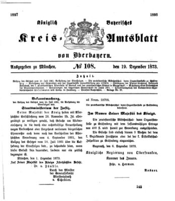 Königlich-bayerisches Kreis-Amtsblatt von Oberbayern (Münchner Intelligenzblatt) Freitag 19. Dezember 1873