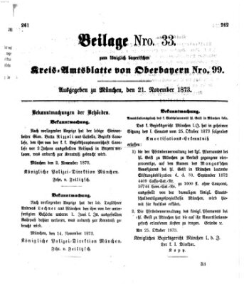 Königlich-bayerisches Kreis-Amtsblatt von Oberbayern (Münchner Intelligenzblatt) Freitag 21. November 1873