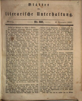 Blätter für literarische Unterhaltung Montag 27. November 1837