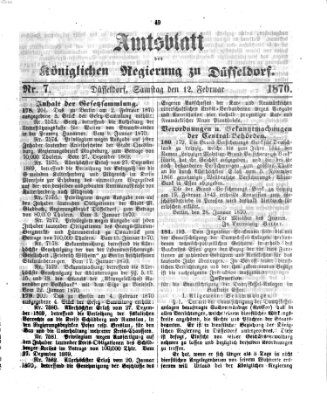 Amtsblatt für den Regierungsbezirk Düsseldorf Samstag 12. Februar 1870