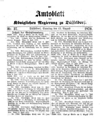 Amtsblatt für den Regierungsbezirk Düsseldorf Samstag 13. August 1870