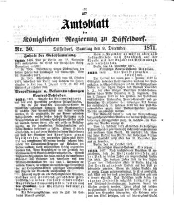 Amtsblatt für den Regierungsbezirk Düsseldorf Samstag 9. Dezember 1871