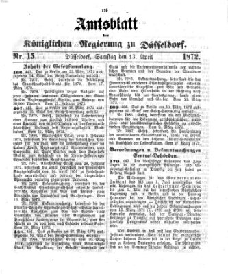 Amtsblatt für den Regierungsbezirk Düsseldorf Samstag 13. April 1872