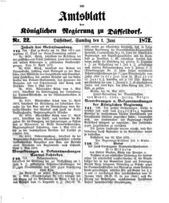 Amtsblatt für den Regierungsbezirk Düsseldorf Samstag 1. Juni 1872