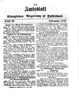 Amtsblatt für den Regierungsbezirk Düsseldorf Samstag 21. Juni 1873