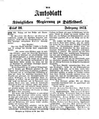 Amtsblatt für den Regierungsbezirk Düsseldorf Samstag 28. Juni 1873