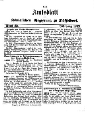 Amtsblatt für den Regierungsbezirk Düsseldorf Samstag 29. November 1873