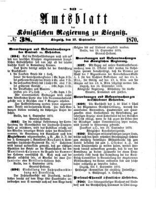 Amts-Blatt der Preußischen Regierung zu Liegnitz Samstag 17. September 1870
