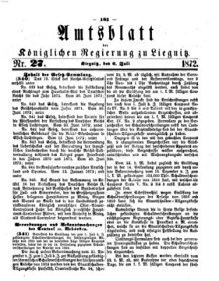 Amts-Blatt der Preußischen Regierung zu Liegnitz Samstag 6. Juli 1872