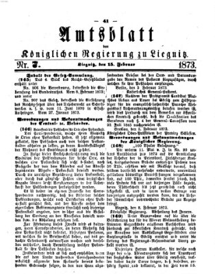 Amts-Blatt der Preußischen Regierung zu Liegnitz Samstag 15. Februar 1873