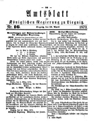 Amts-Blatt der Preußischen Regierung zu Liegnitz Samstag 19. April 1873