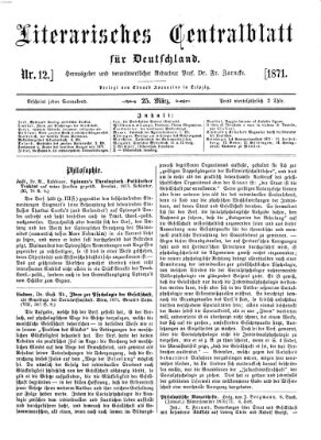 Literarisches Zentralblatt für Deutschland Samstag 25. März 1871