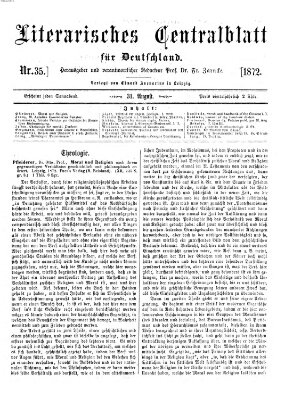 Literarisches Zentralblatt für Deutschland Samstag 31. August 1872