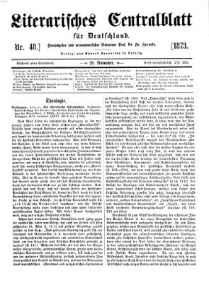Literarisches Zentralblatt für Deutschland Samstag 29. November 1873
