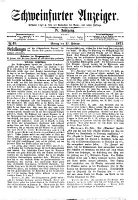 Schweinfurter Anzeiger Montag 27. Februar 1871