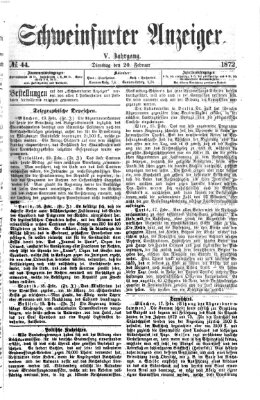Schweinfurter Anzeiger Dienstag 20. Februar 1872
