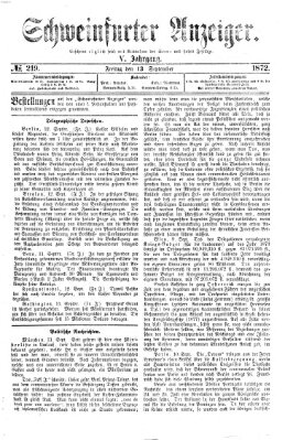 Schweinfurter Anzeiger Freitag 13. September 1872