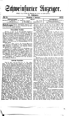 Schweinfurter Anzeiger Dienstag 4. Februar 1873