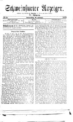 Schweinfurter Anzeiger Donnerstag 20. Februar 1873