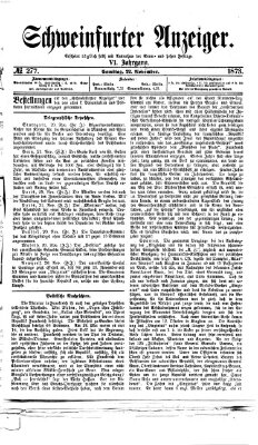 Schweinfurter Anzeiger Samstag 22. November 1873