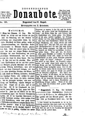 Deggendorfer Donaubote Dienstag 27. August 1872
