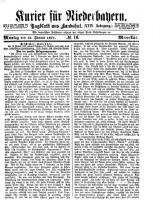Kurier für Niederbayern Montag 16. Januar 1871