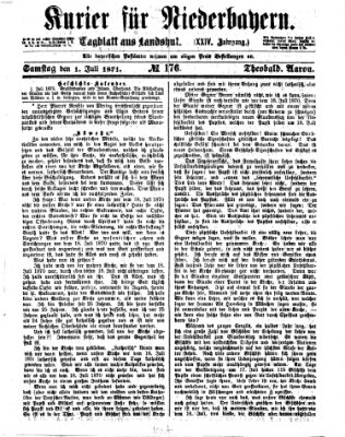 Kurier für Niederbayern Samstag 1. Juli 1871