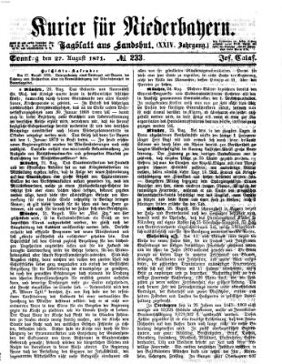 Kurier für Niederbayern Sonntag 27. August 1871