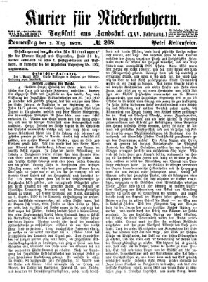 Kurier für Niederbayern Donnerstag 1. August 1872
