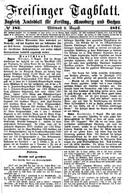 Freisinger Tagblatt (Freisinger Wochenblatt) Mittwoch 9. August 1871