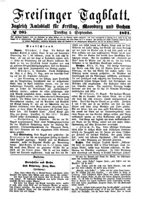 Freisinger Tagblatt (Freisinger Wochenblatt) Dienstag 5. September 1871