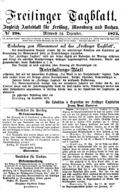 Freisinger Tagblatt (Freisinger Wochenblatt) Mittwoch 24. Dezember 1873