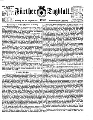 Fürther Tagblatt Mittwoch 27. Dezember 1871