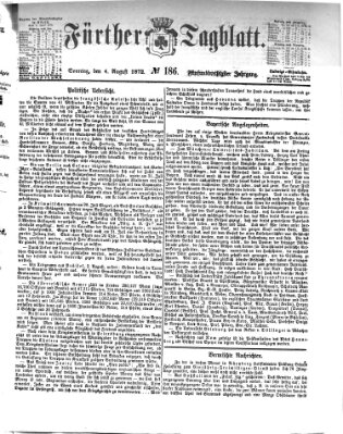 Fürther Tagblatt Sonntag 4. August 1872