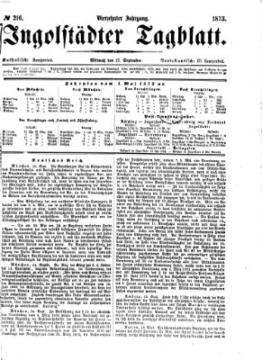 Ingolstädter Tagblatt Mittwoch 17. September 1873