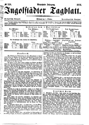 Ingolstädter Tagblatt Mittwoch 1. Oktober 1873