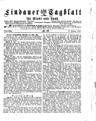 Lindauer Tagblatt für Stadt und Land Donnerstag 27. Februar 1873