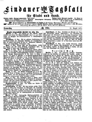 Lindauer Tagblatt für Stadt und Land Donnerstag 21. August 1873