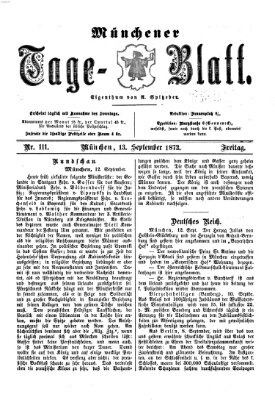 Münchener Tage-Blatt Freitag 13. September 1872