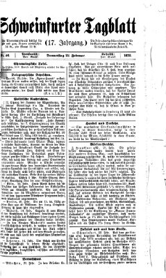 Schweinfurter Tagblatt Donnerstag 22. Februar 1872