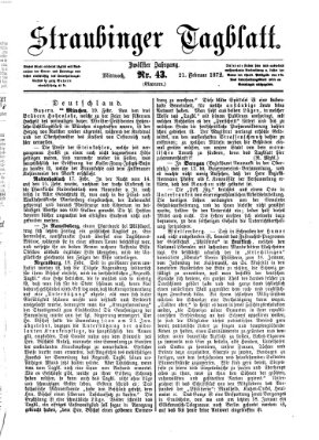 Straubinger Tagblatt Mittwoch 21. Februar 1872