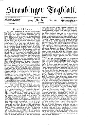 Straubinger Tagblatt Freitag 1. März 1872